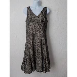 The Limited Beige Black Fit Flare Lace Dress Sleeveless Zip Up Women 6 Lined